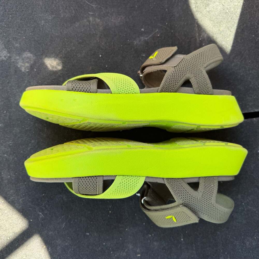 VIVAIA Women's Platform Sandals Olive Green & Neon Yellow Size 39 EU Size 8.5 US - Picture 6 of 7